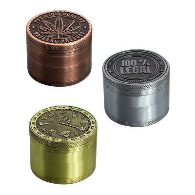 Zinkgrinder 50mm 4tlg. Gold Kupfer Silber Pollensieb