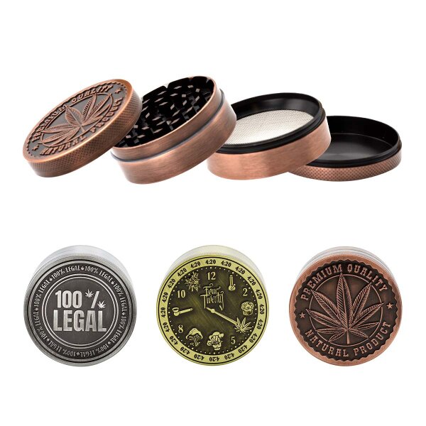 Alugrinder 63mm 4tlg in Gold/Kupfer/Silber