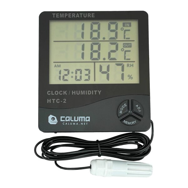 Caluma Thermo-Hygrometer Uhr & Sonde für Growraum & Zeltklima