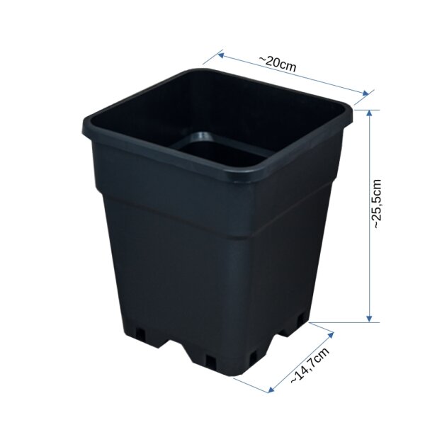 Quadratischer Pflanzentopf 7L 20x20x25cm für Grow Indoor-/Outdoor-Anbau von Pflanzen, Blümen, Gemüse PotKing