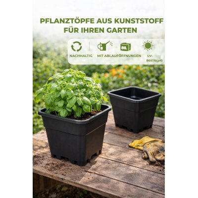 Quadratischer Pflanzentopf 14L 28x28x28cm für Grow Indoor-/Outdoor-Anbau von Pflanzen, Blümen, Gemüse