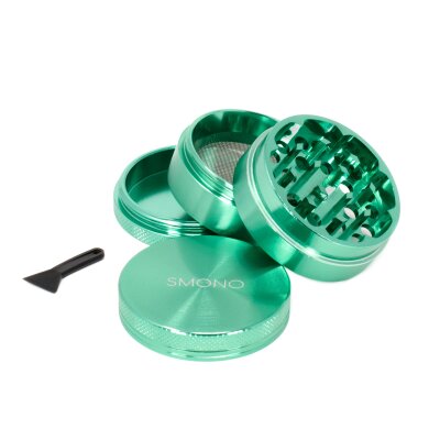Smono Alu 4tlg Grinder Ø50 H35mm Grün anodisiert & Sieb