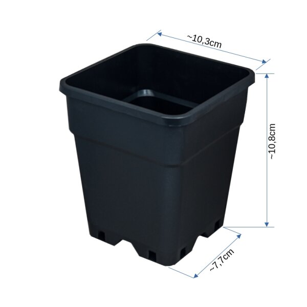Quadratischer Pflanzentopf 1L 10x10x14cm für Grow Indoor-/Outdoor-Anbau von Pflanzen, Blümen, Gemüse
