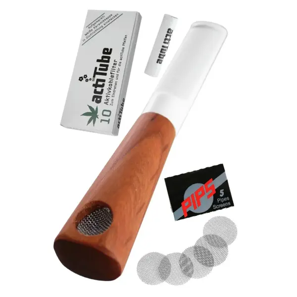 Holzpfeife Kirsche weiß Set & Zubehör