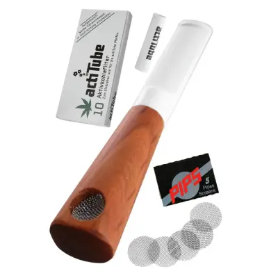 Holzpfeife Kirsche weiß Set & Zubehör