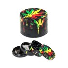 Champ High Grinder 4-tlg Schwarz Rasta-Blatt 50mm&Pollensieb