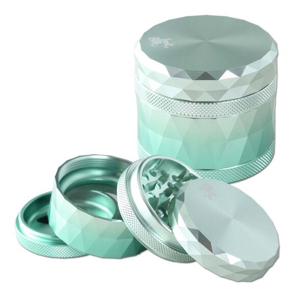 Alugrinder 4tlg. Silber Pollenmühle Black Leaf