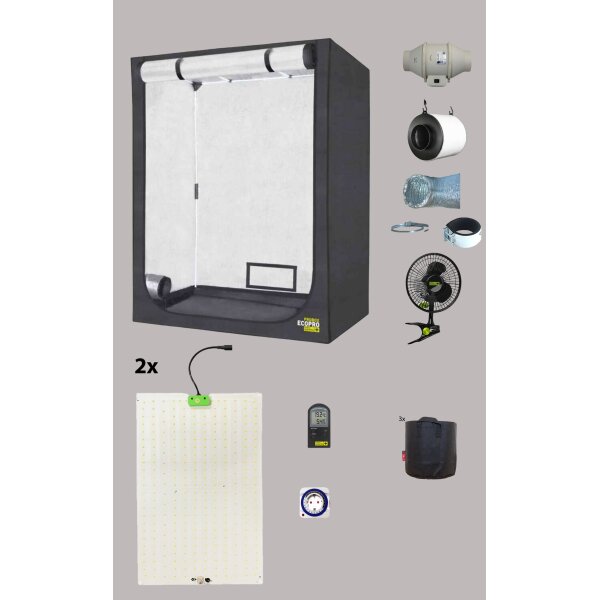 Grow Komplettset 120x60x160cm 2x120W LED Growlampen Homegrow
