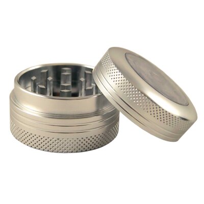 Alugrinder Silber 2-teilig 40mm mit Knopf