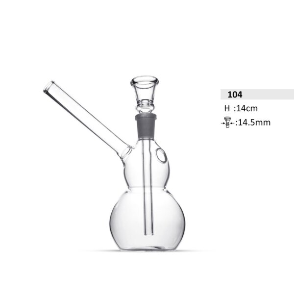 Mini-Glasbong mit seitlicher Doppelkugelmündung 14cm