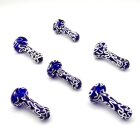 Glaspfeife 10cm blau/weiß mit Kickloch