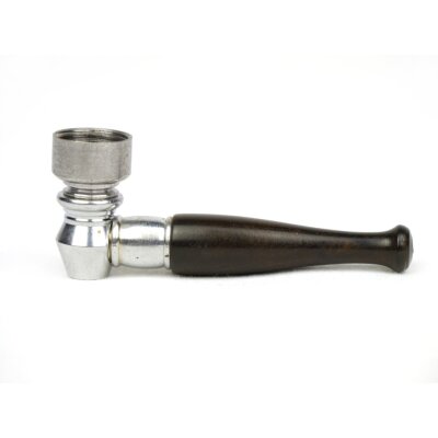 Metallpfeife 10cm mit schwarzem Holzmundstück