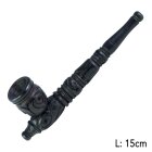 Holzpfeife 15cm mit Kickloch, graviert, aus Ebenholz