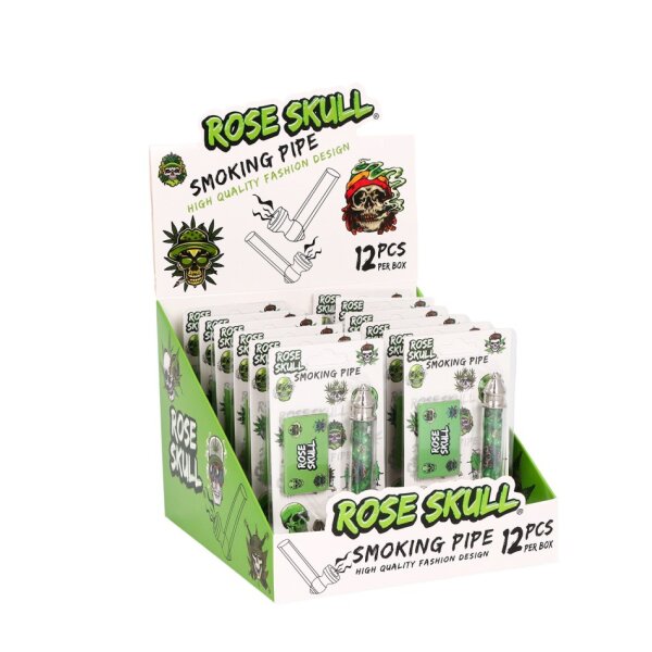 Metallpfeife 8cm Rose Skull mit Pfeifensiebe