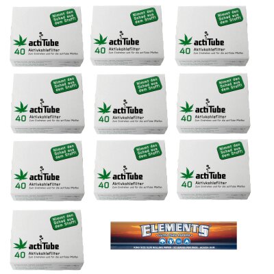 10x actiTube Aktivkohlefilter 8 mm 40 Stk + Elements Slim...