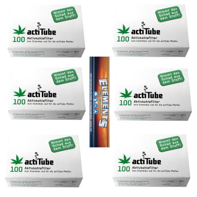 6x actiTube Aktivkohlefilter 8mm 100 St + Elements Slim...