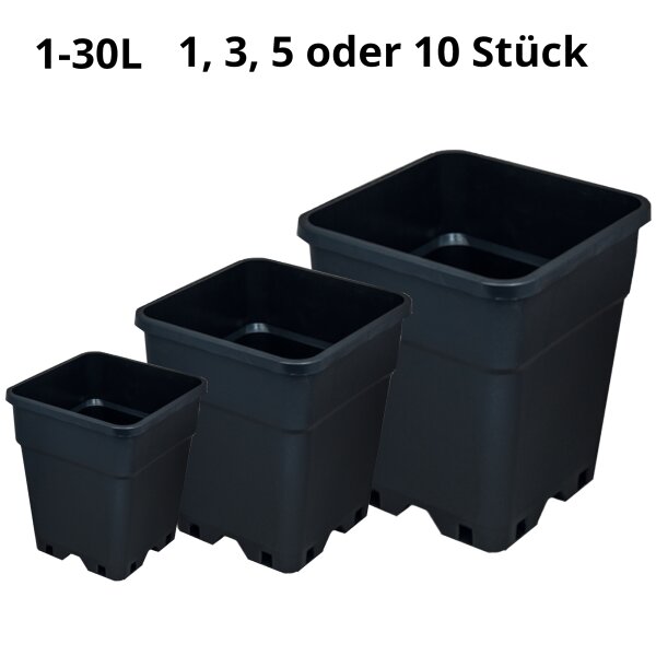 Quadratische Töpfe in verschiedenen Größen und Menge für Indoor und Outdoor Anbau von Pflanzen, Gemüse, Blümen
