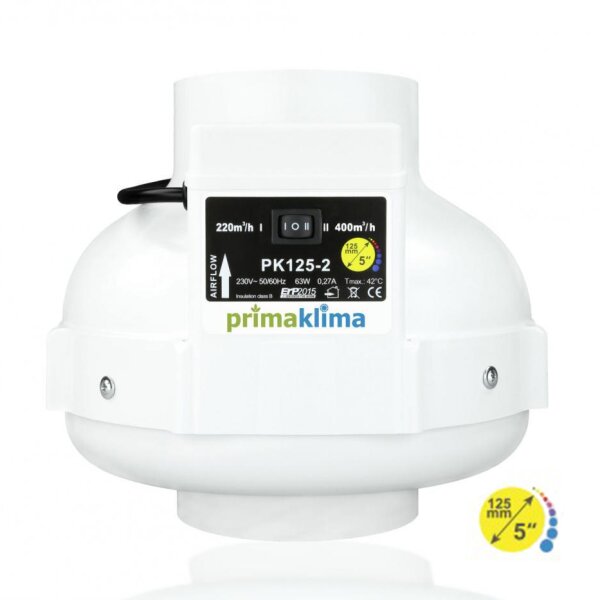 Prima Klima 2-Speed Lüfter 125mm 220/400m³/h Grow Ventilator