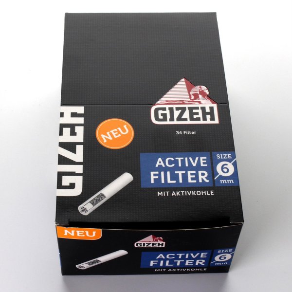 5 x Gizeh Active Filter 6 mm Aktivkohle Box à 34 Stück 