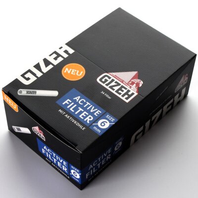 GIZEH Aktivkohlefilter 6mm, 10x34, ideal für Kräuteraromen