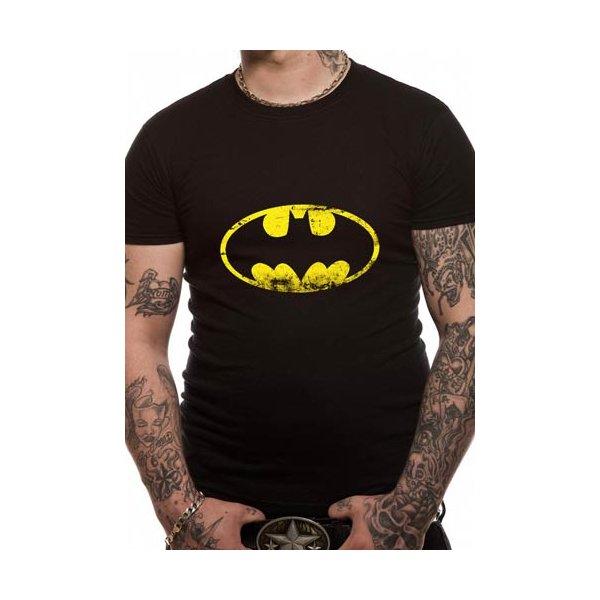 Batman Shirt  Distressed Logo schwarz