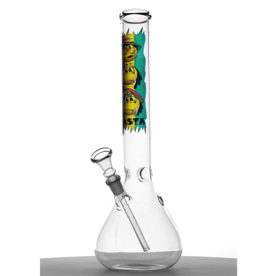 Rasta Smile Beaker Bong 14,5mm New Ways Glasbong Rasta-Design