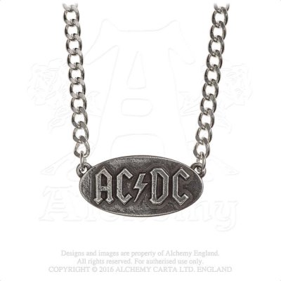 AC/DC Kette mit Anh&auml;nger silber Logo Tag