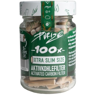 Purize Slim 100 Stück 6 mm organic Aktivkohlefilter im Glas