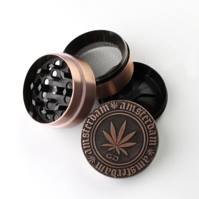 Grinder Cooper 40mm 4-teilig mit Sieb & Schaber Metall-Kräutermühle