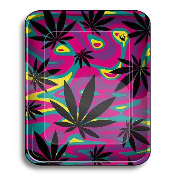 Neon Leaves Rolling Tray 34x28cm Kräuter & Zubehör