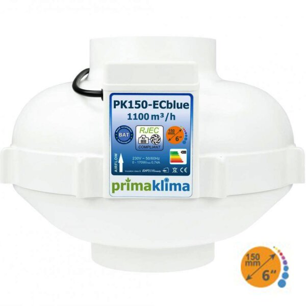 Ufo Lüfter 150 EC blue, 1100m³/h, 150mm, optimale Growraum-Belüftung
