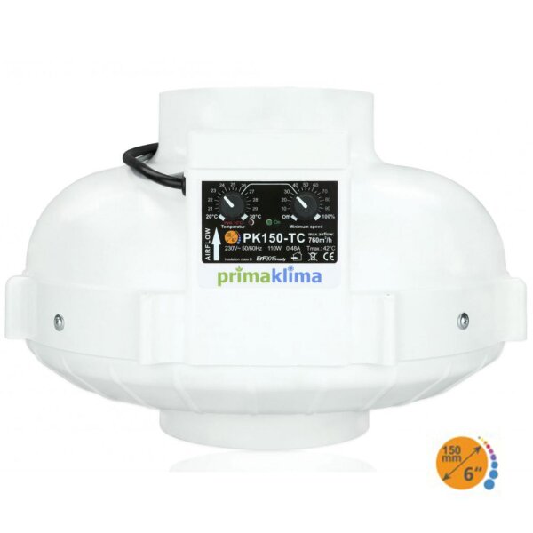 Ufo Lüfter 150 TC, 760m³/h, 150mm, Temperaturregelung Growroom Lüfter