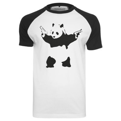 Banksy´s Graffiti Panda Raglan T-Shirt Schwarz...