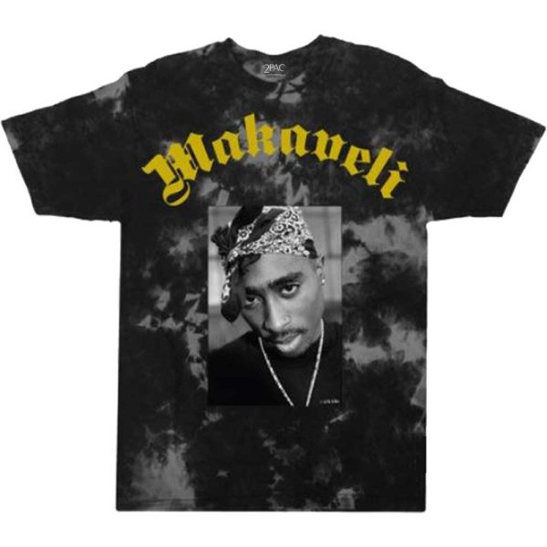 Tupac T-shirt Makaveli Acid-Wash & Rückseitendruck Grau