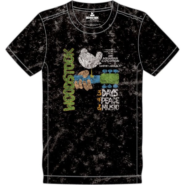 Woodstock T-Shirt Poster Snow Wash Schwarz