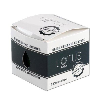 Lotus Grinder 53 mm, Farbe Schwarz 4 teiliger Grinder aus Flugzeug-Alu hergestellt mit Keramik überzogen