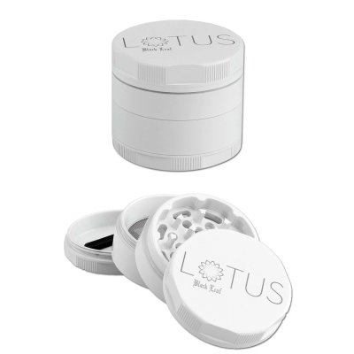 Lotus Grinder 53 mm, Farbe Weiß 4 teiliger Grinder aus Flugzeug-Alu hergestellt mit Keramik überzogen