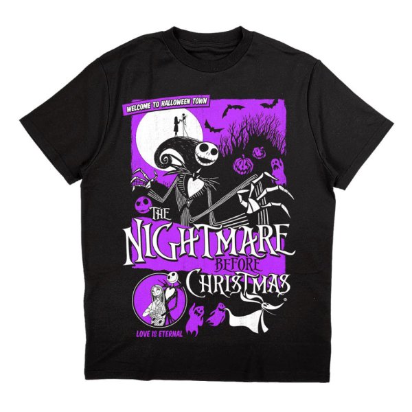 The Nightmare Before Christmas T-Shirt Welcome To Halloween Town Schwarz