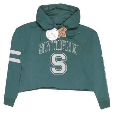 Harry Potter Cropped Hoodie College Style Slytherin Damen