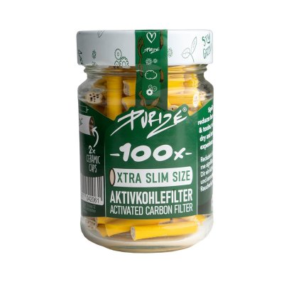 Purize Slim 100 Stück 6 mm Gelb Aktivkohlefilter im...