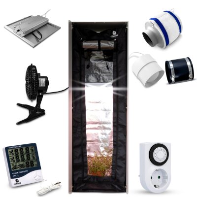 Komplett Grow-Schrank Set LED 100x100cm inkl. Lüfter, Filter & Zubehör