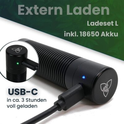 HIZEN Ladeadapter 18650 Akku & USB-C für Kräutergenuss