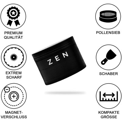 HIZEN Basic Grinder Kräutermühle 49mm Schwarz Alu
