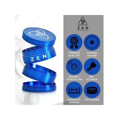 HIZEN Basic Kräuter Grinder 49mm Blau – Für intensive Aromen