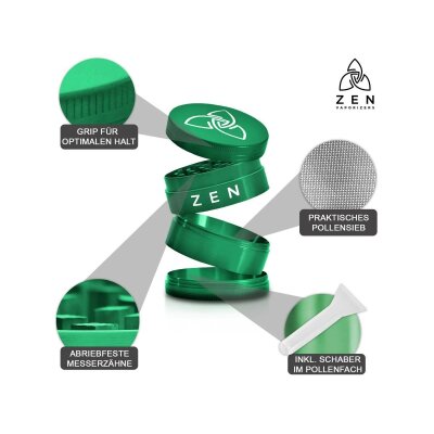 HIZEN Basic Grinder 49mm Grün – Kräutermühle für trockene Kräuter