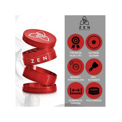 HIZEN Basic Kräuter Grinder 49mm Rot – Zerkleinerer für Kräuterduft