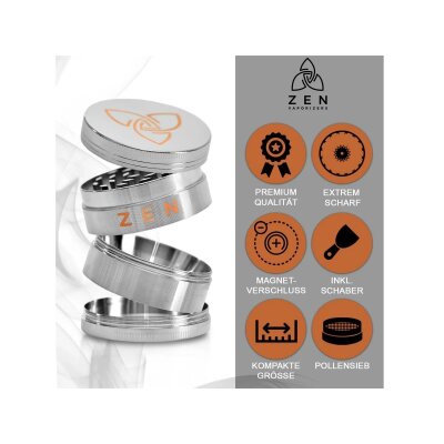 HIZEN Basic Kräuter Grinder 49mm Silber – Kompakt und effizient