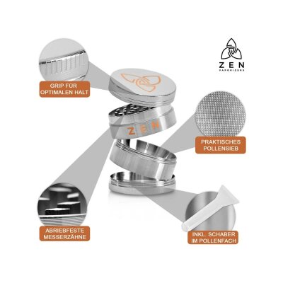 HIZEN Basic Kräuter Grinder 49mm Silber – Kompakt und effizient