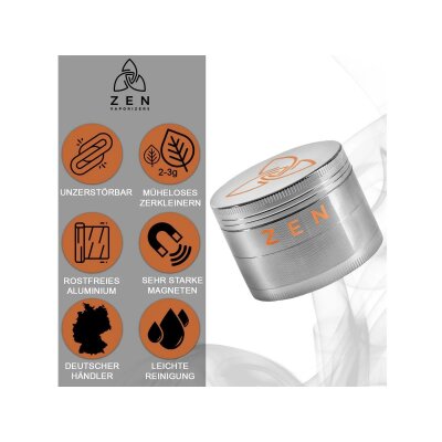 HIZEN Basic Kräuter Grinder 49mm Silber – Kompakt und effizient