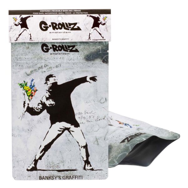 Banksy Flower Thrower Smellproof 100x150mm & Beutel